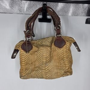 ​🐍 PAURIC SWEENEY VINTAGE Genuine Exotic Python Snakeskin Satchel 🇮🇹 Gold